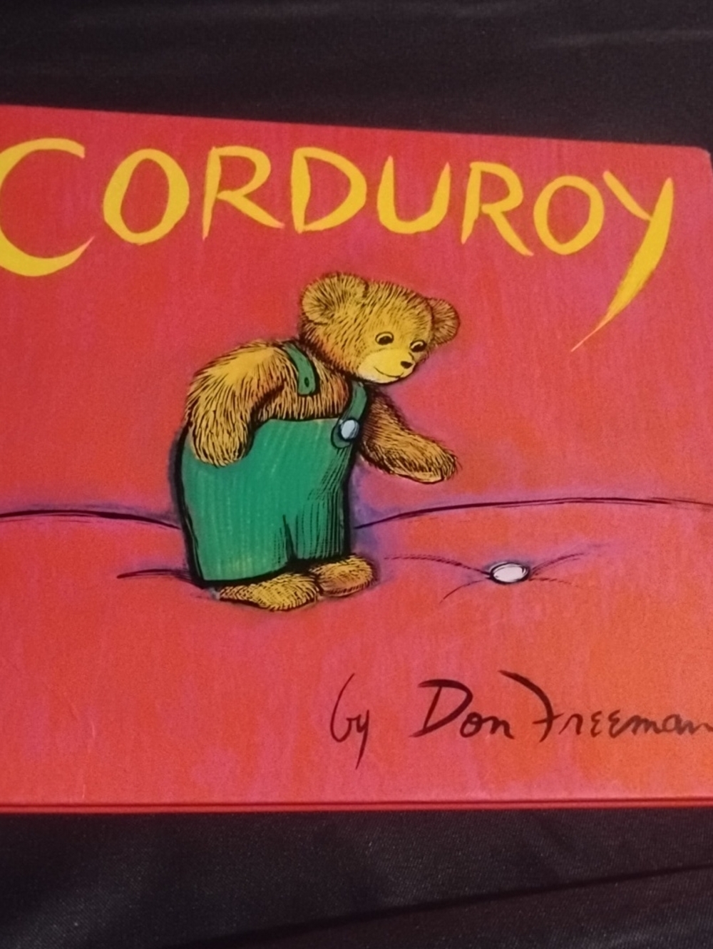 Kohl's Red Book Cover with Brown Teddy in Green Overalls